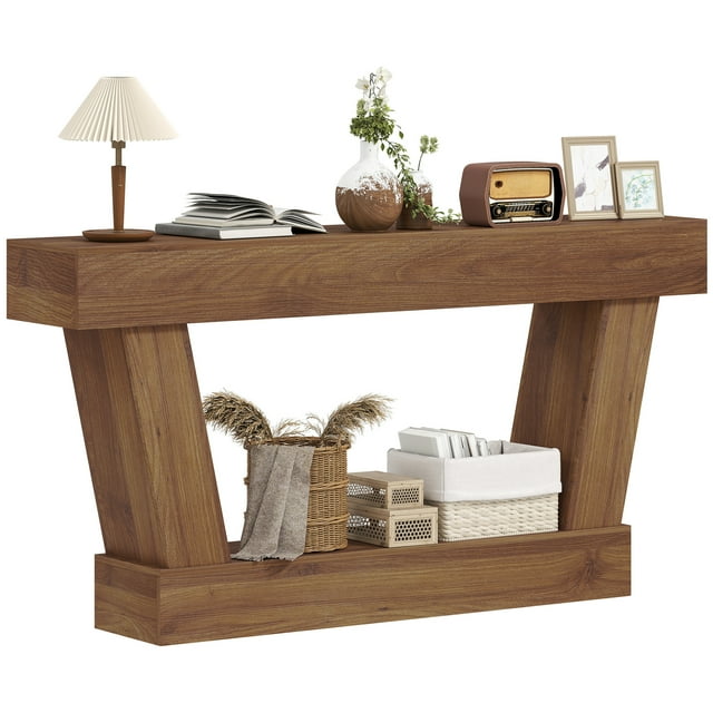 HOMCOM 63 Inch Vintage Console Table, Narrow Entryway Table, Dark Brown