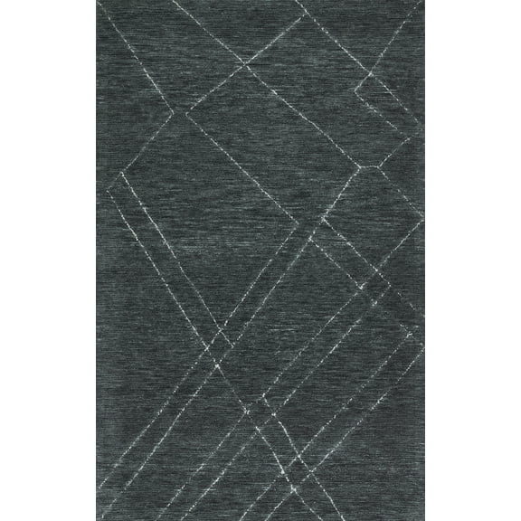 Momeni Everett Hand Tufted Wool Geometric Blue Area Rug 5' X 8'