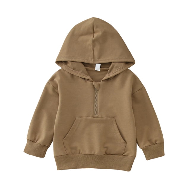 Gibobby Sudadera con capucha Otoño InviernoNiños Niñas Invierno Manga Larga Tops Sudadera Ropa Sólido Cremallera Con Capucha Deporte(Caqui, 0-6 Meses)