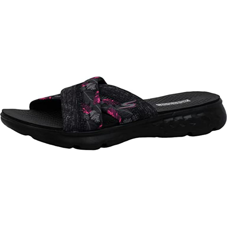 Skechers The Go Womens Slide Sandals, Black/Hot Pink, 7 M US -