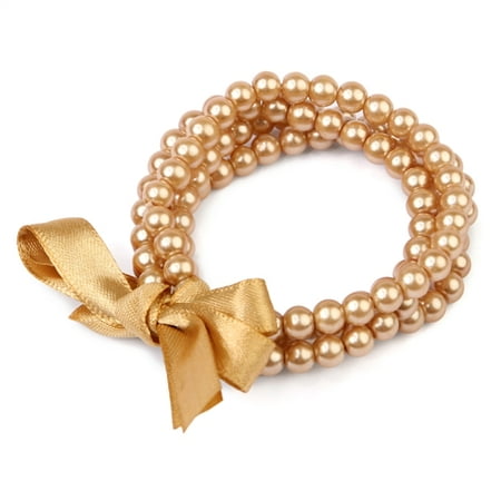 Nhl Pink Hockey Bracelet - Pearl Ribbon Stretch Bracelet