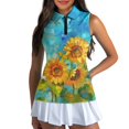 thumbnail image 3 of Chririnla Sunflower Women's Sleeveless Golf Shirt Tennis Quick Dry Tank Tops Trendy Collared Golf T-Shirt with Zip Up, 3 of 7