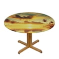thumbnail image 3 of GOSMITH Outdoor Fitted Round Tablecloth Pillowcase Tropical Beach Palm Tree Sunset White, 3 of 7
