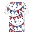 thumbnail image 4 of lcziwo 4th of July Shirts Women 3/4 Length Sleeve Patriotic Casual Shirts Button Up V Neck Tops American Flag Graphic Print Tunic Tees Summer 2025 Multicolor,XXXL, 4 of 5