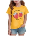 thumbnail image 1 of Akiihool T-Shirts Mignons pour Adolescentes T-Shirts à Manches à Volants pour Filles T-Shirts d'Été à Manches Courtes Décontractés Mignons à Col Rond Hauts Tees (Jaune, 2-3 Ans), 1 of 4