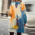 thumbnail image 4 of WXLWZYWL Winter Coats for Women Women Print Loose Long Sleeve Cardigan Coat Blouse Orange, 4 of 6