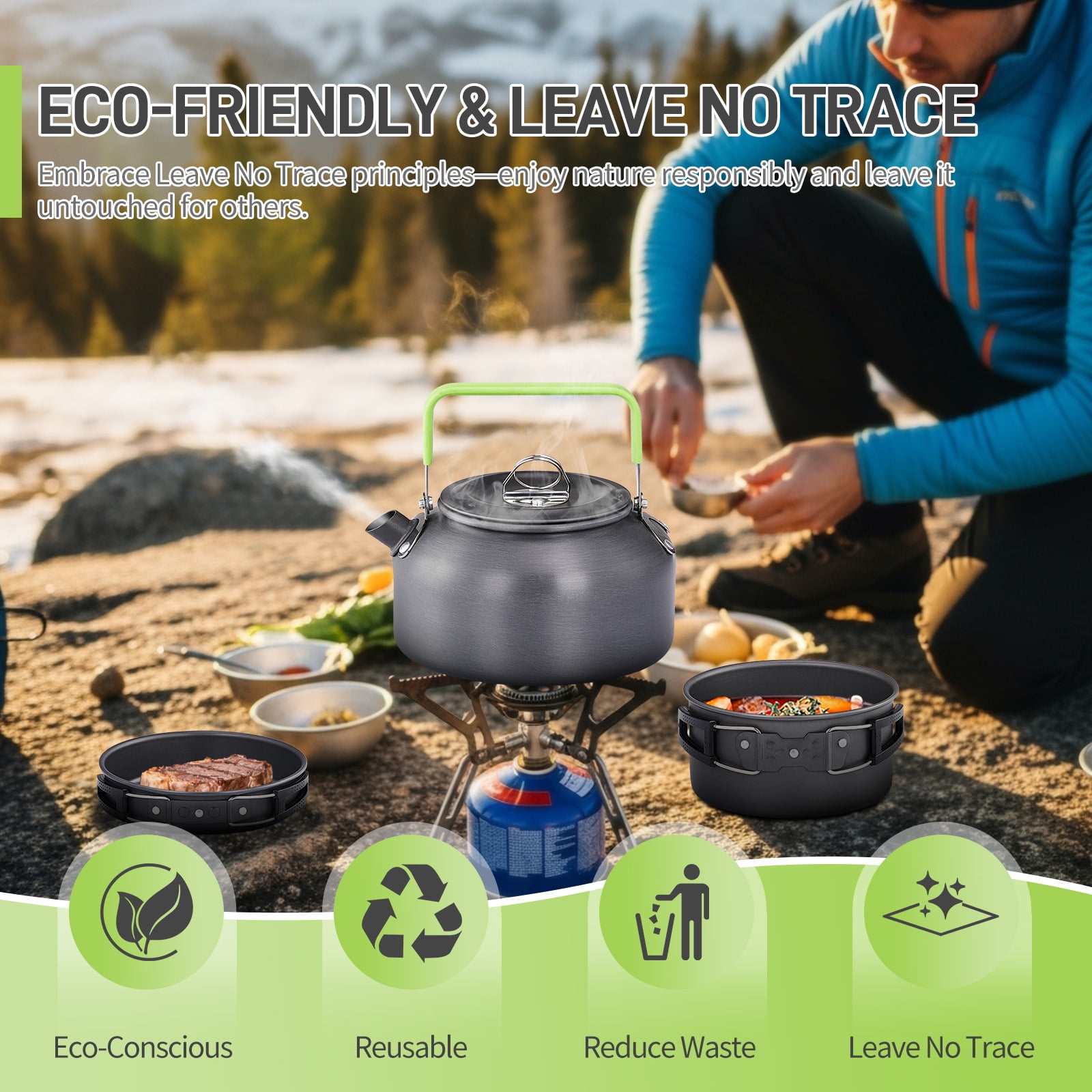 Ktaxon Camping Cookware Set Outdoor Cooking Kit for 2-4 People Cookware