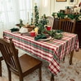 thumbnail image 3 of Yarn Dyed Metallic Fabric Christmas Tablecloth with Red and White Plaid - Holiday Xmas Table Cloths Rectangle 58 x 84 inch - Jacquard New Year Table Covers for Party Dinner Home Kitchen, 3 of 6