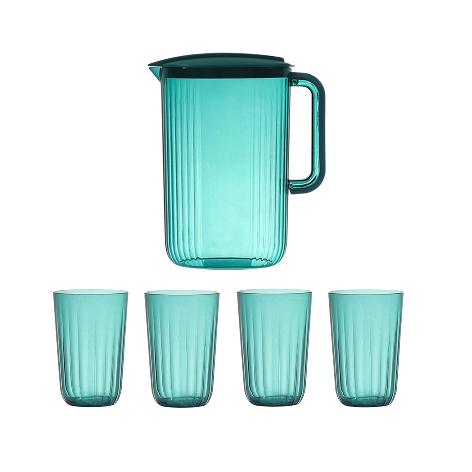 Fiocias Fridge Door Water Pitcher with Lid Perfect for Making Tea, Juice and Cold Drink, 5Pcs Green