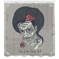 thumbnail image 3 of Ambesonne Skull Shower Curtain, Festival Girl, 69"Wx84"L, Charcoal Grey Dimgrey, 3 of 3