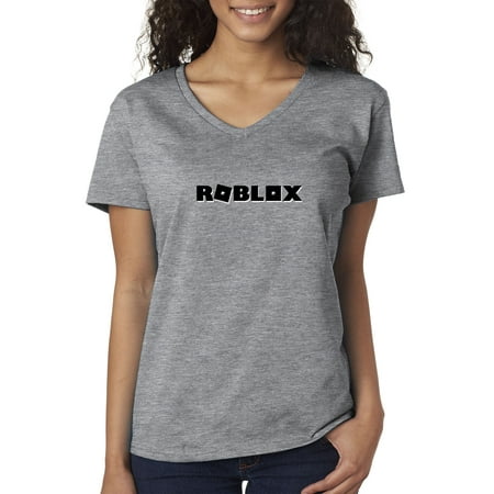 Trendy Usa Trendy Usa 1168 Women S V Neck T Shirt Roblox Block Logo Game Accent Small Heather Grey Walmart Com - denim jeans shorts w anklet roblox