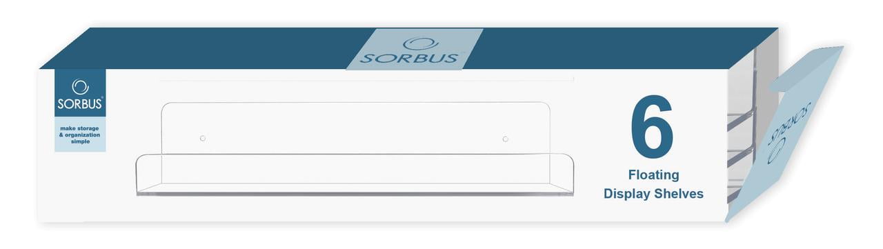 Sorbus Acrylic Floating Shelf: Invisible Display for Books, Frames, 15x4.3x3'' Wall Mount (6-Pack)