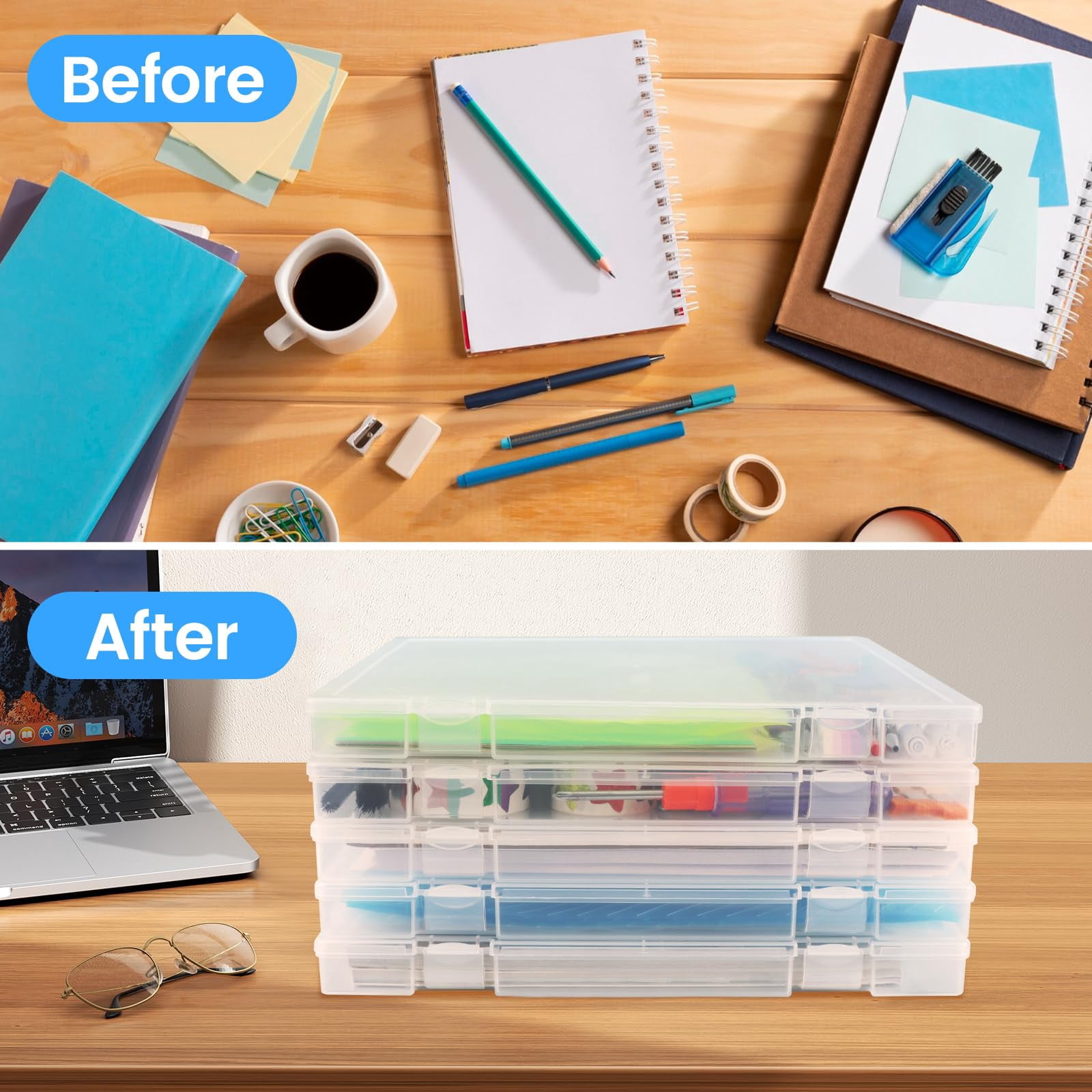 12x12'' Scrapbook Paper Storage  5 Pack Board Game Storages Stackable For Magazine Art Supplies Files Photo Vinyls Crafts