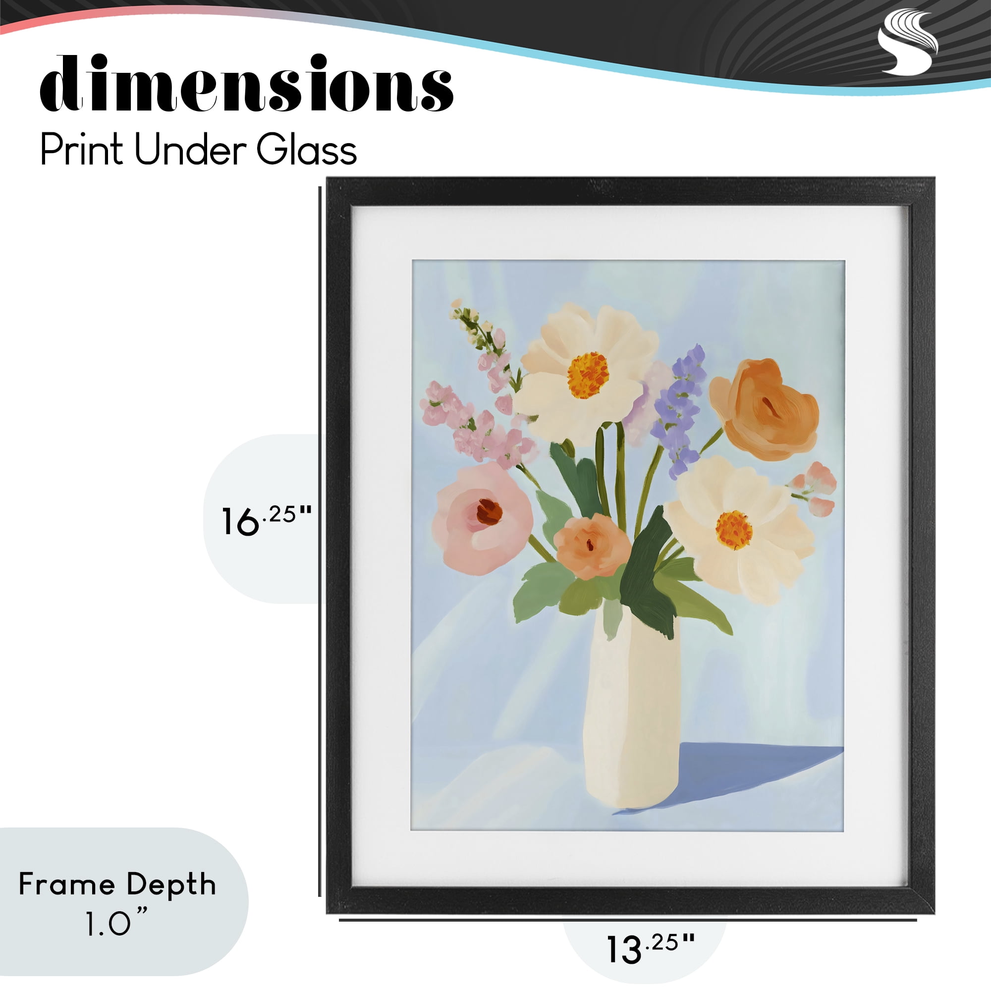 Stupell Industries Floral Bouquet in Sleek White Vase Black Framed Print Under Glass, design by The Prints Vibe