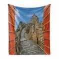 thumbnail image 1 of China Soft Flannel Fleece Throw Blanket, Majestic Cultural Defensive Longest Architecture Silk Road Tower Image, Cozy Plush for Indoor and Outdoor Use, 60" x 80", Multicolor, by Ambesonne, 1 of 6