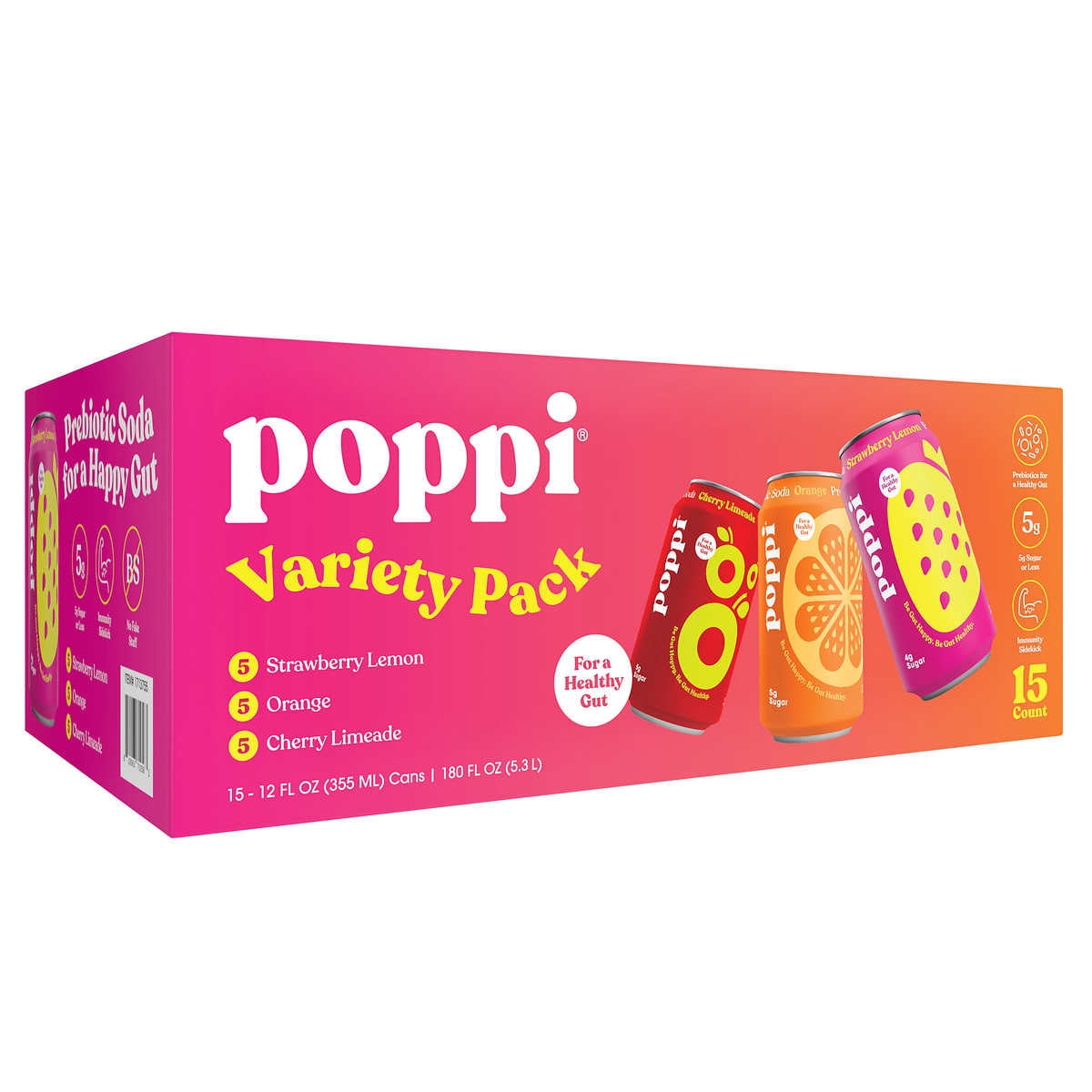 Poppi Prebiotic Soda, Cranberry Fizz, 12 Fluid Ounce (Pack of 15