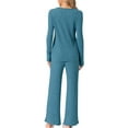 thumbnail image 3 of INSPIRE CHIC Women's Pajamas Set Crewneck Long Sleeve Sleepwear Soft Pjs Loungewear with Pocket XS Peacock Blue, 3 of 6