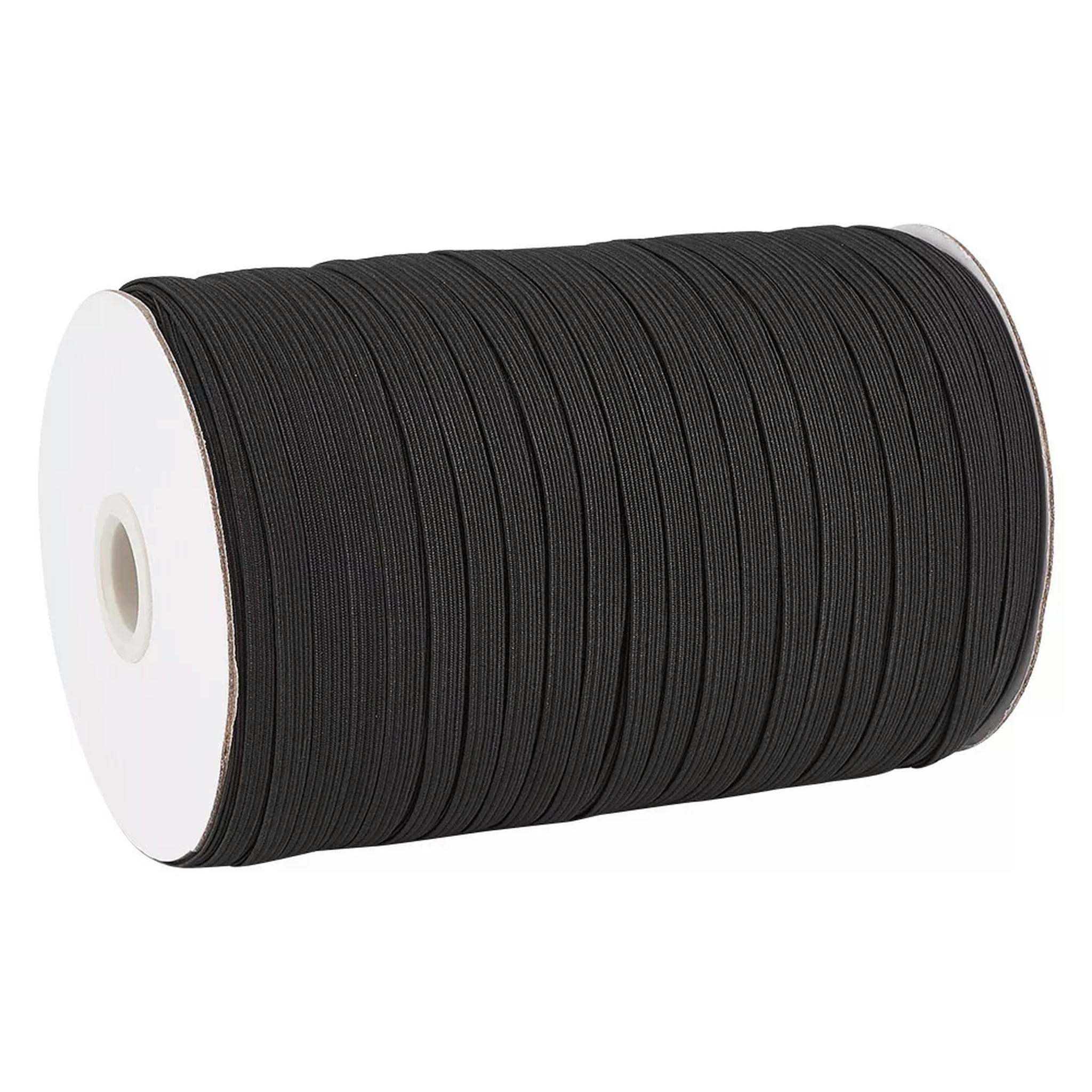 U8MO 100yd/Roll Black 8mm Flat Elastic Cords Stretch Craft String DIY Jewelry Thread