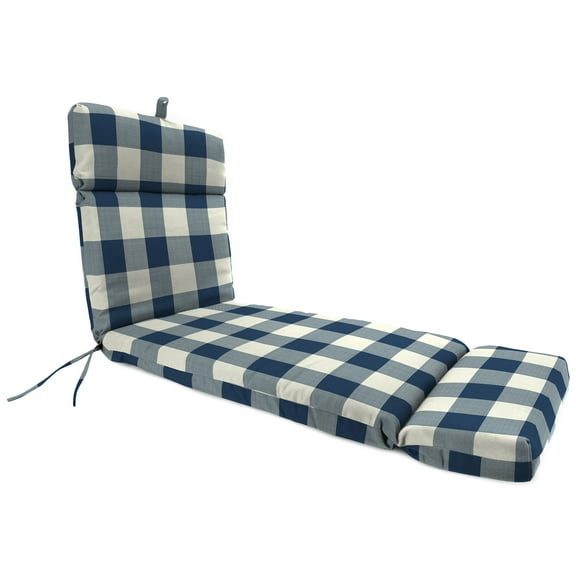 Jordan Manufacturing 75.5" x 22" Navy Buffalo Check Rectangular Outdoor Chaise Lounge Cushion with Ties