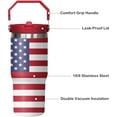 thumbnail image 4 of 30 oz American Flag 4th of July Tumbler with Handle and Flip Straw, Gifts For Memorial Day Veterans day Independence day, Patriots Coffee Mug Water Bottle, Labor Day Stainless Steel Insulated Cup, 4 of 6