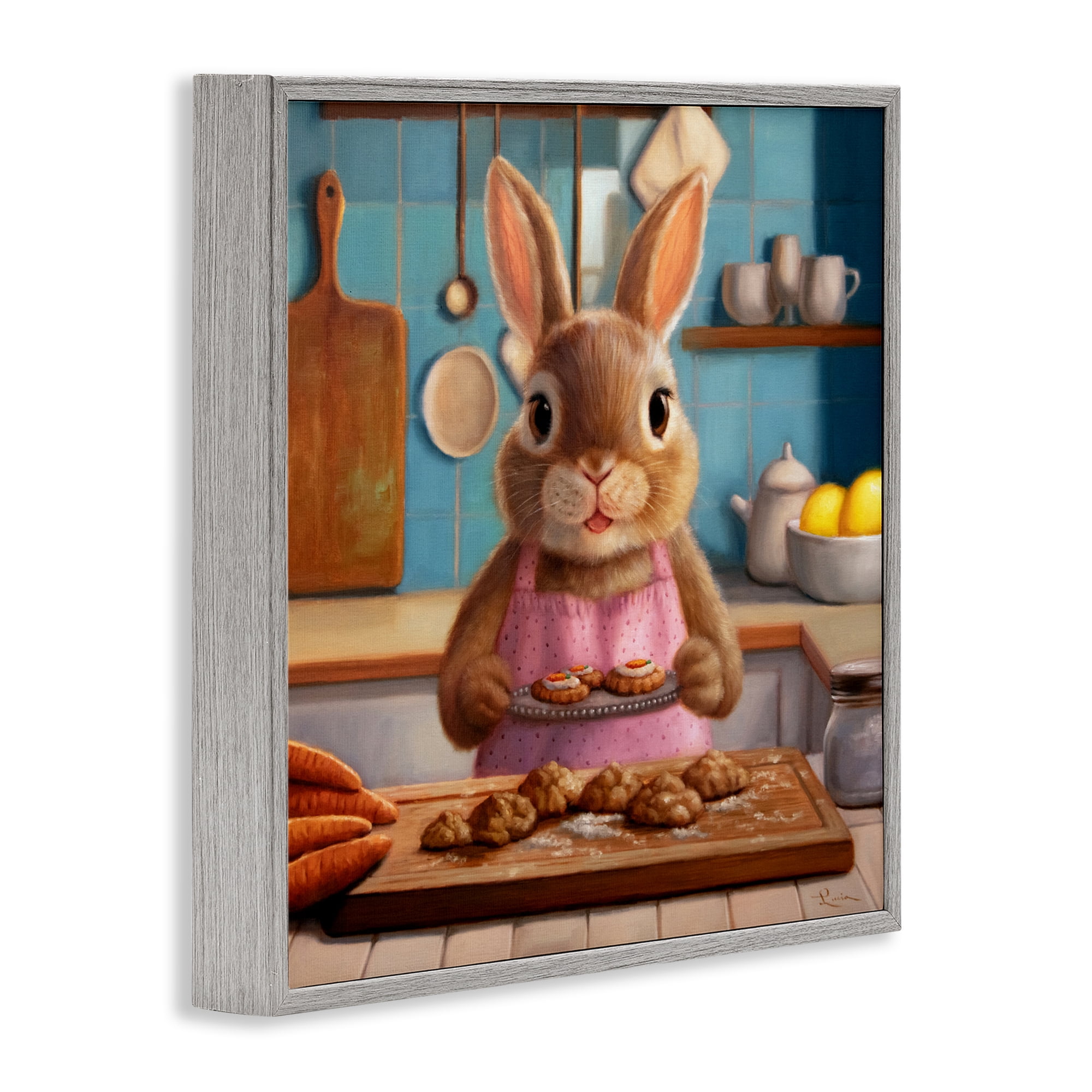 Stupell Industries Mrs. Bunny Bakewell Gray Framed Giclee Art, design by Lucia Heffernan