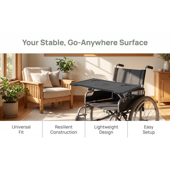 VERDANVERSE Portable Folding Wheelchair Tray Table with Cup Holder, Lap Desk for Eating, Reading, and Daily Use