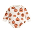 thumbnail image 3 of Baby Boys Long Sleeve Pumpkin Print Bodysuit Halloween Cosplay Halloween Outfit Boys Size 9-12 Months, 3 of 9