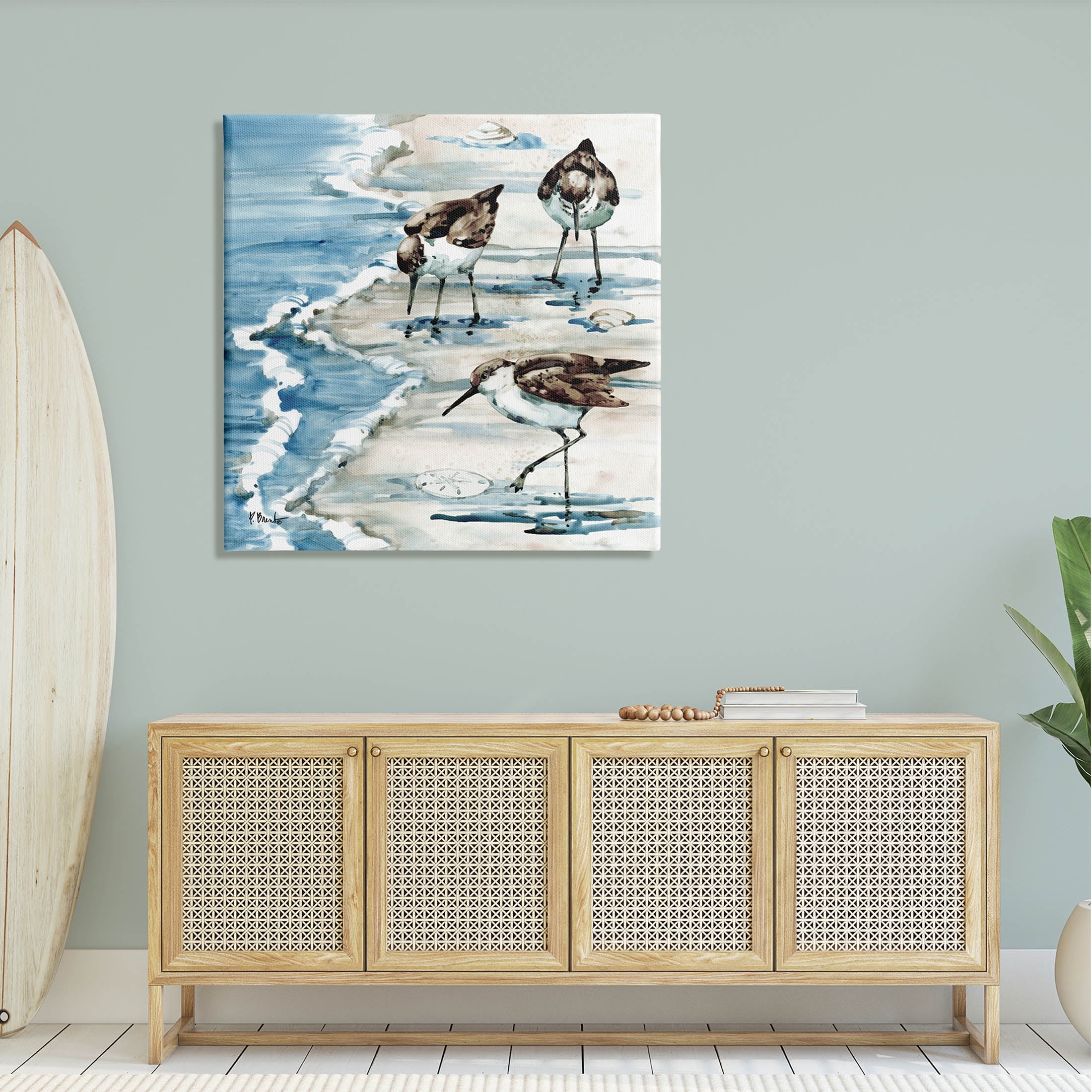Stupell Industries Rockhampton Sandpipers Beach Grazing Painting Gallery Wrapped Canvas Print Wall Art, Design by Paul Brent