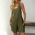 thumbnail image 5 of Amvlyk Jumpsuits for Women Summer Sleeveless Wide Shoulder Straps Short Rompers Comfortable Suspender Shorts Casual Solid Color Overalls Pants with Pockets for Trendy Beach Vacation Outfits, 5 of 9