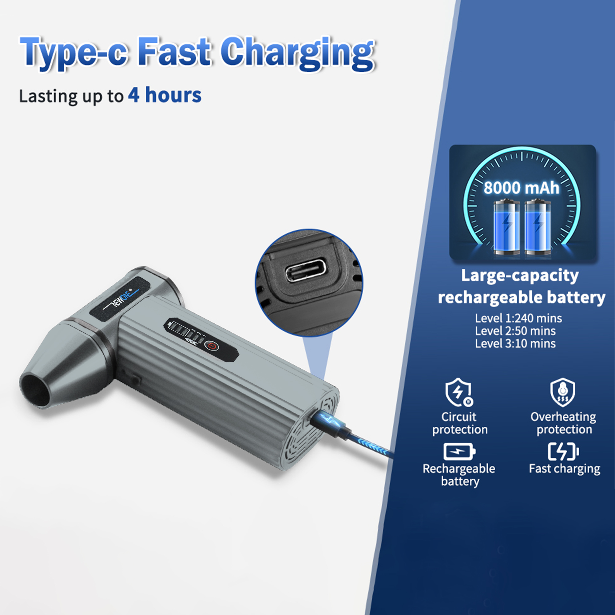 Handheld Car Vacuum Portable Cordless 15000Pa High Power 2 in 1 Vacuum Cleaner and Air Duster with Multi-Nozzles Mini Hand Held Vacuum Rechargeable for Home, Car, Office, Pet Hair