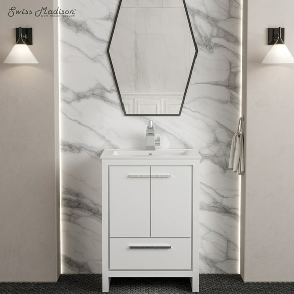 Virage 24" Freestanding Bathroom Vanity in White with Sink Top