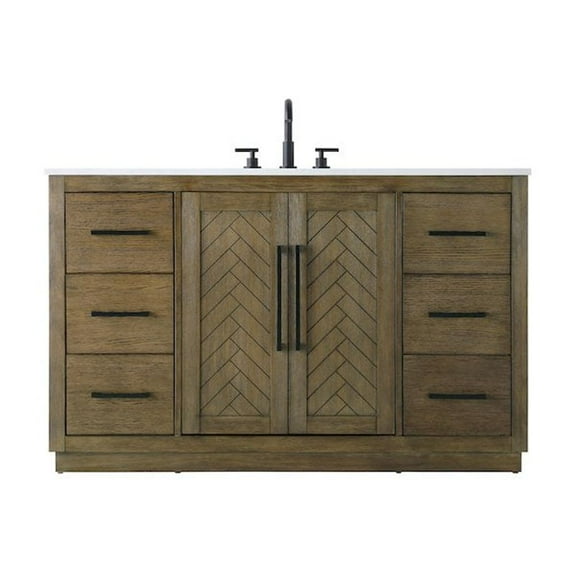Elegant Kitchen and Bath 54 inch Single Bathroom Vanity in Hazel Oak