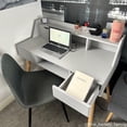 thumbnail image 4 of Teamson Home Minimalist Fabric Chair Seating Dark Grey Fabric Black Legs Set of 2 For Kitchen Dining Living Room Reading Bedroom Office, 4 of 6