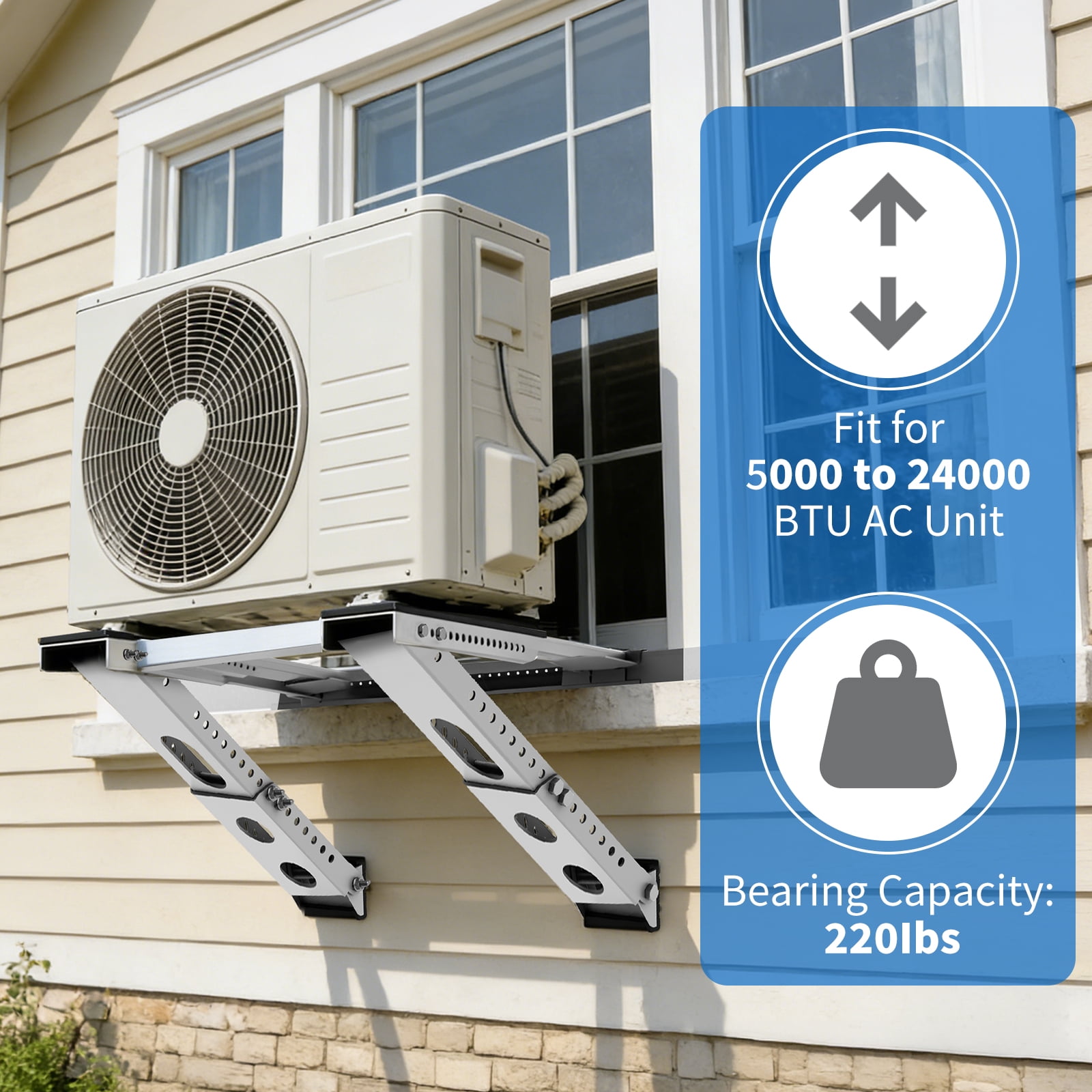 Ktaxon Window Air Conditioner Support Bracket, Universal AC Mount, No Drilling, Fits Single Or Double Hung Windows