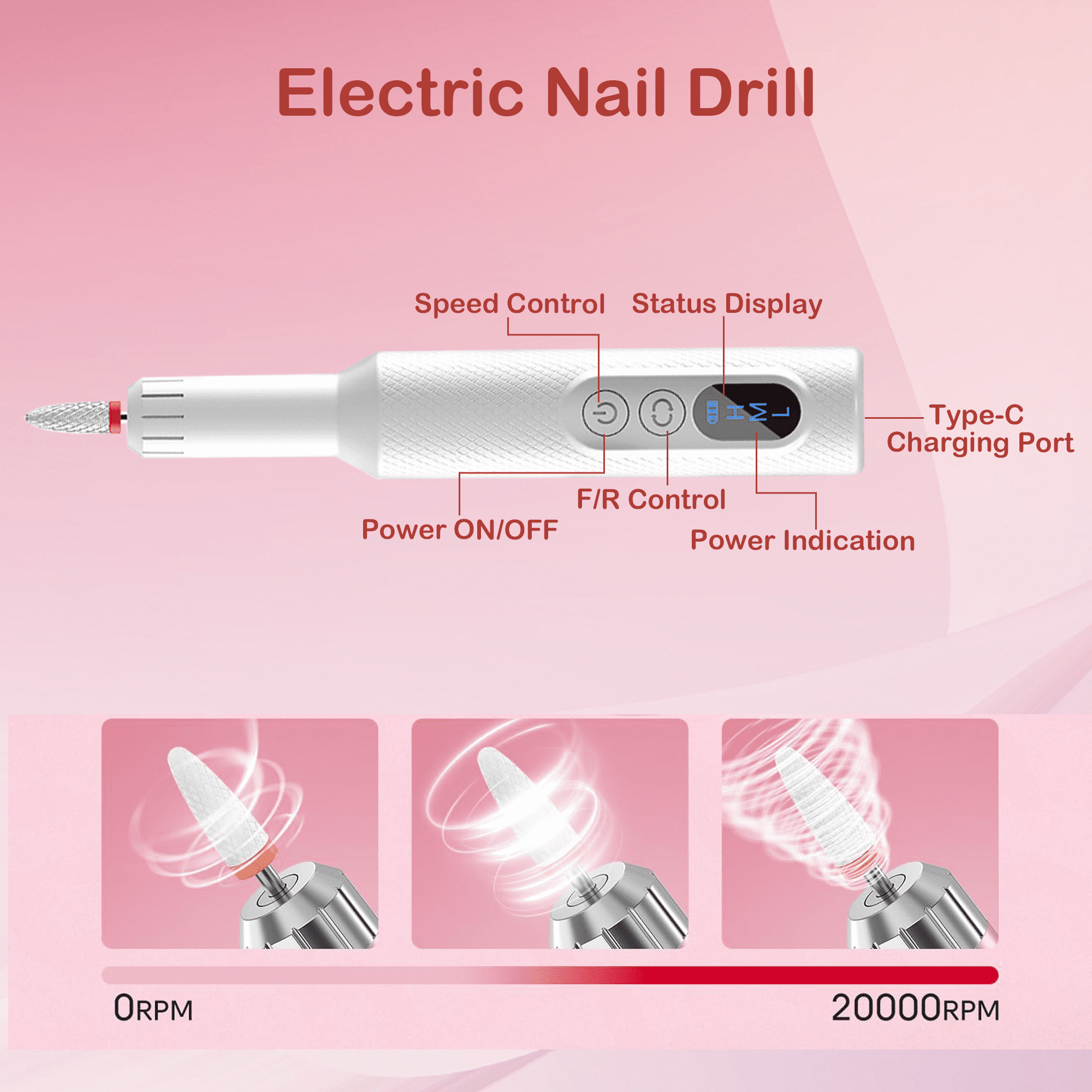 SUPTREE Electric Nail File Drill Kit Manicure Pedicure Set for Women Acrylic Gel Nails