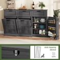 thumbnail image 4 of Uforic Tilt Out Trash Storage Cabinet with Drawers & Doors, Kitchen Sideboard Cabinet for Double 10-gal Trash Bins Storage, Gray, 4 of 8