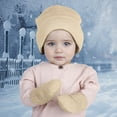 thumbnail image 5 of Zanarzt Winter Hats for Girls Toddler Girls Boys Winter Hats Boys Soft Baby Caps Kids Knit Winter Hats with Glvoes Beige,3-24 Months, 5 of 6