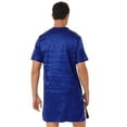 thumbnail image 2 of XUNZOO Men's Silk Satin Nightshirt Nightgown Short Sleeve V-neck Casual Top Shirt Sleepwear Royal Blue L, 2 of 7
