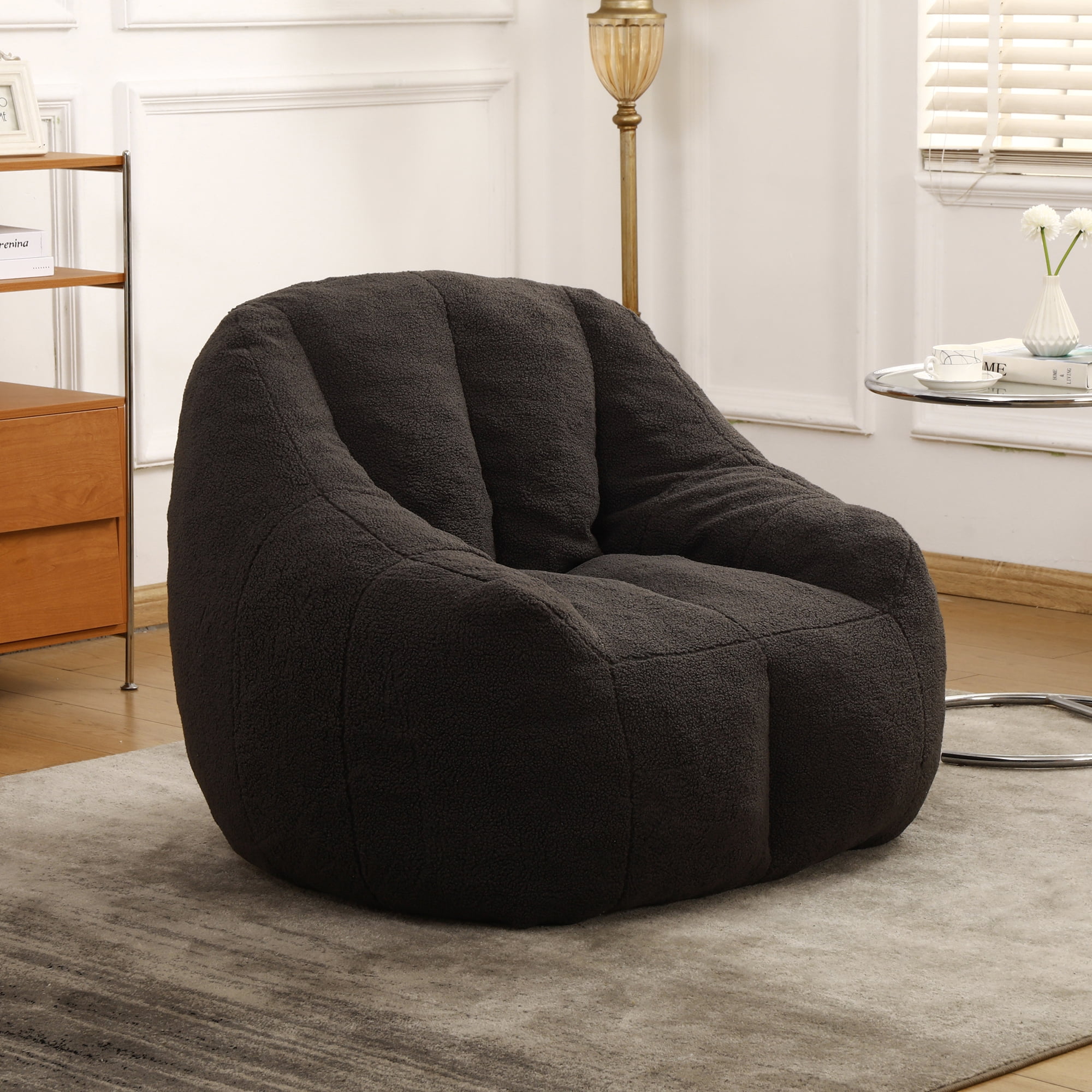 Jopath Bean Bag Chair for Adults and Kids,Oversized Bean Bag Sofa with Tufted Soft Stuffed Filling and High-Density Foam,Lazy Sofa Floor Sofa for Living Room Bedroom,Dark Gray