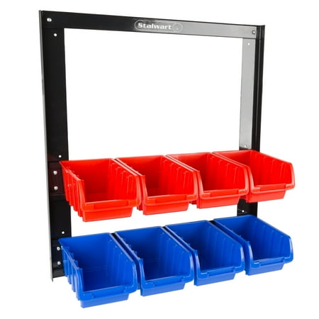 

Stalwart 8 Bin Tool Rack Organizer- Wall Mountable Container with Removeable Drawers