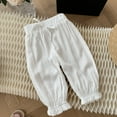 thumbnail image 2 of Coerni Casual Pants Toddler Baby Girls Cotton Linen Solid Color Sports Pants Drawstring Harem Pants Lo𝐮nge Comfortable Sweatpants, 2 of 5