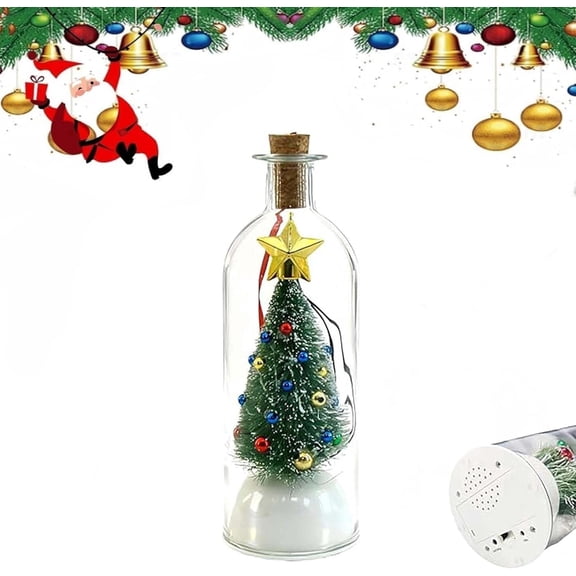 Recordable Christmas Tree in a Bottle Ornament,Voice Recording Holiday Keepsake with Playback,a sentimental Christmas Gift with Snowy Scene and Playback