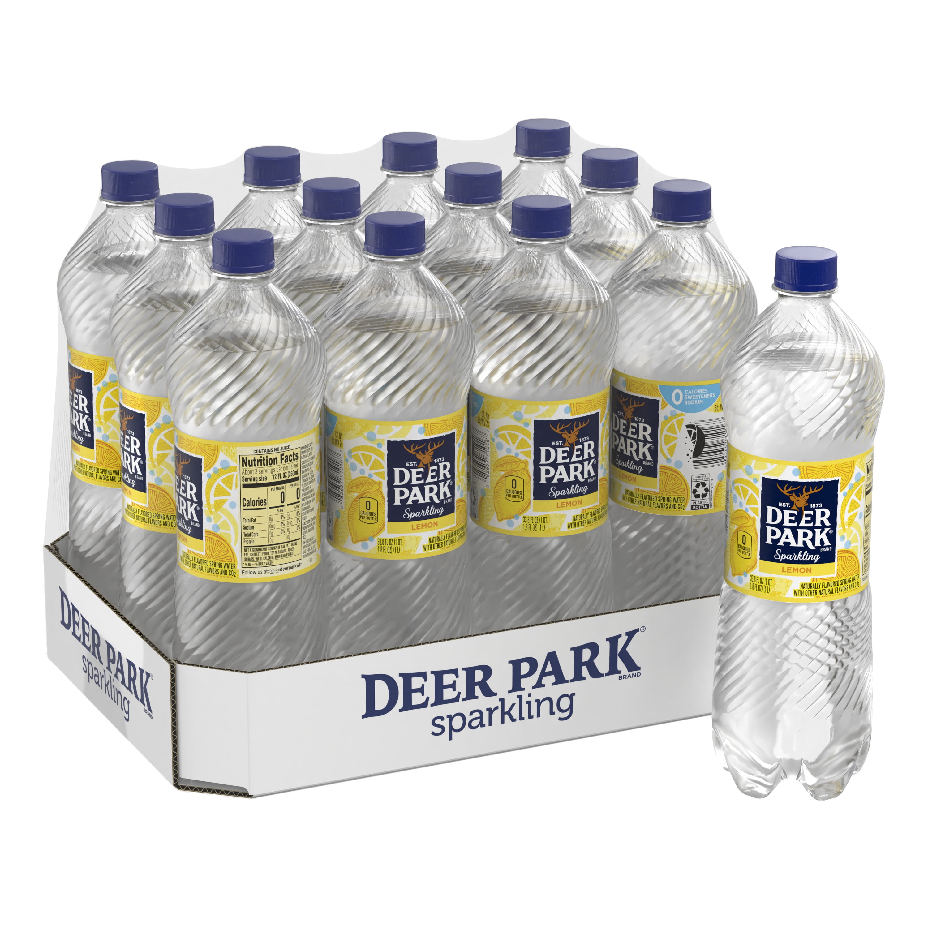 Deer Park Sparkling Water, Lemon, 33.8 oz. Bottles (Pack of 12)
