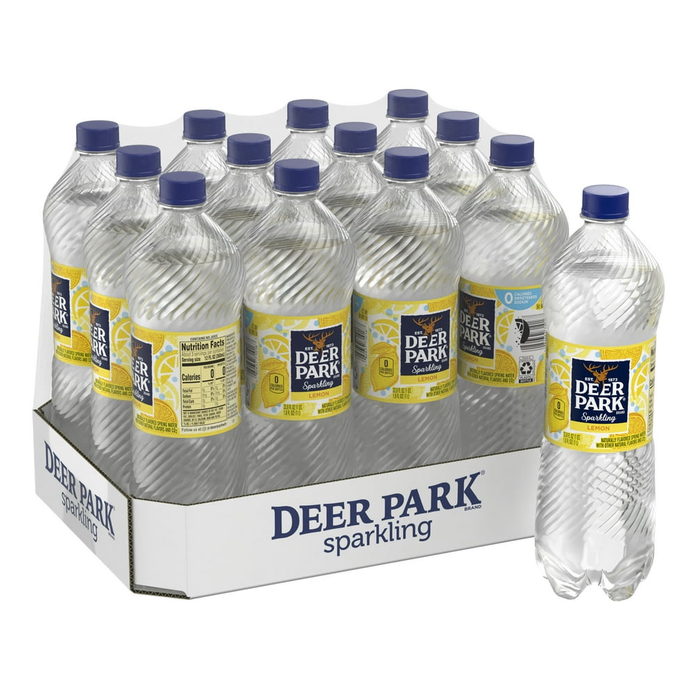 Deer Park Sparkling Water, Lemon , 33.8 oz. Bottles (Pack of 12
