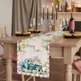 thumbnail image 2 of Table Runners 120 Inches Long Dress Scarves, Easter Farmhouse Coffee/Dining/Kitchen Table Runner for Living Room, Pink Plaid Blue Truck Eggs Bunny Retro Art 13x120 Inch, 2 of 9