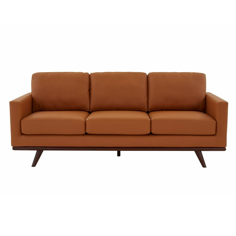 Leisuremod Chester Modern Leather 3 Seater Sofa With Birch Wood