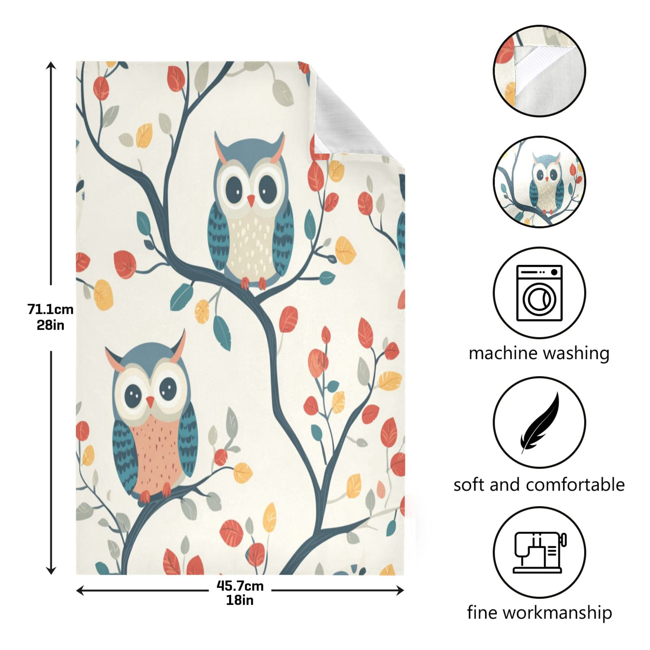 Kitchen Towel 28x18 Inches x6，Plate Towel, Decorative Towel, Napkin, Tea Towel Tea Towels For Kitchen Dish Cloths & Dish Towels Colorful Cartoon Owl