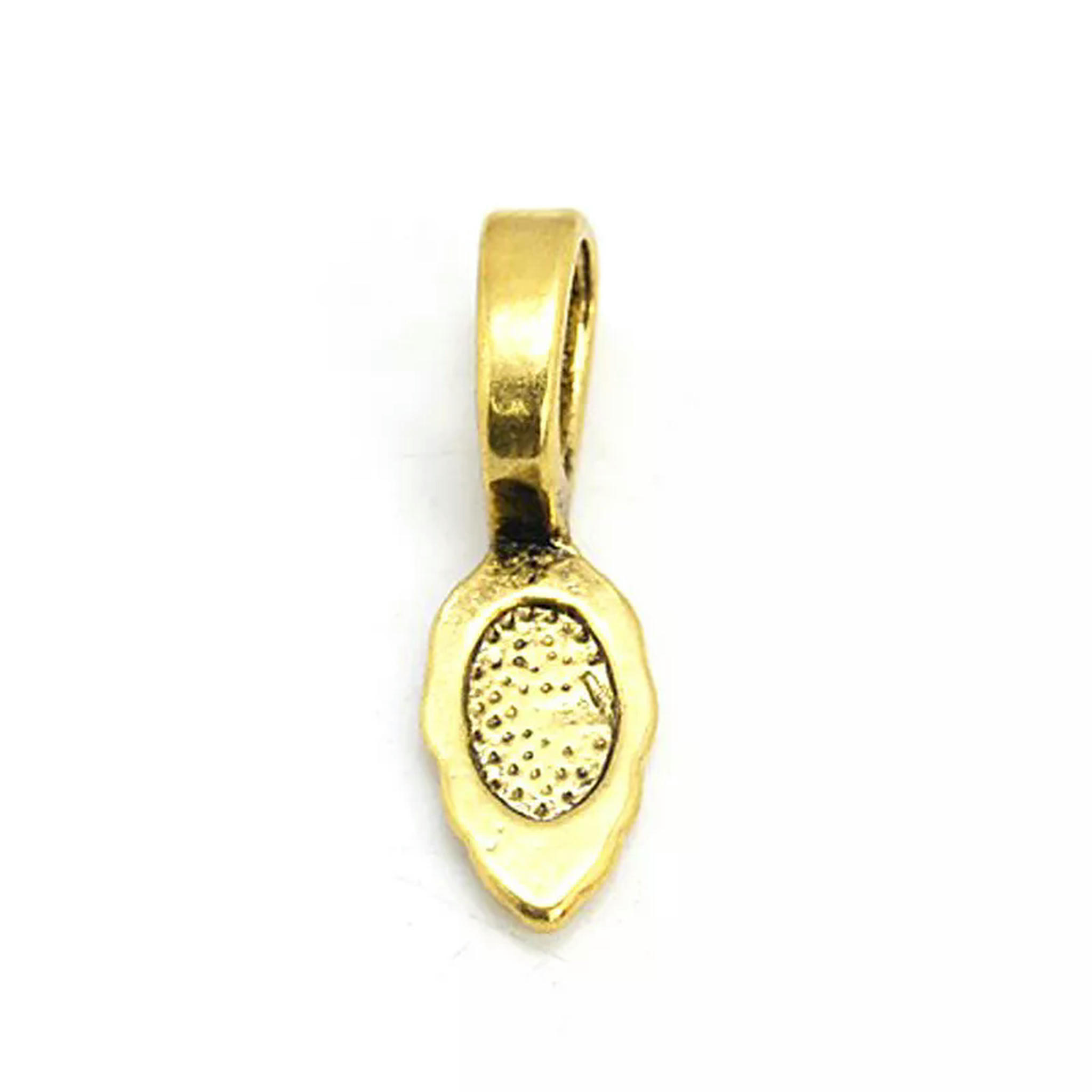 EOEMY 400Pcs Tibetan Alloy Glue-On Bails Flat Leaf Antique Gold Nickel Free Craft 26mm