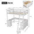 thumbnail image 4 of Full Size Loft Bed with U-shaped Desk, Drawers and Storage Shelves, Solid Wood Loft Bed Frame with Ladder and Full Guardrail for Boys Girls Teen Adults Bedroom, No Box Spring Required, White, 4 of 7