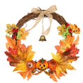 thumbnail image 1 of Ventas promocionales 30 cm Corona artificial de otoño Hoja de arce Cosecha Calabaza Baya Puerta delantera Colgante Campanas Decoración, 1 of 5